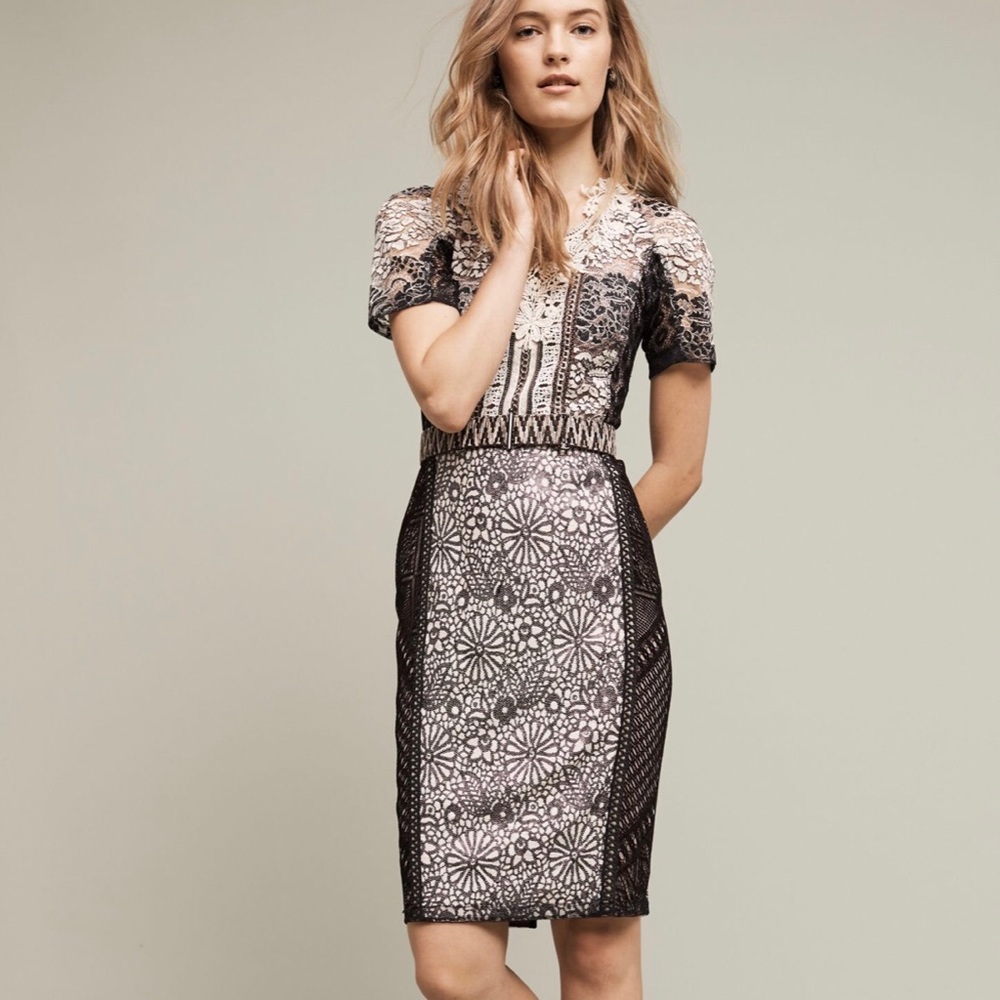 Beguile by Byron Lars lace melange pencil dress